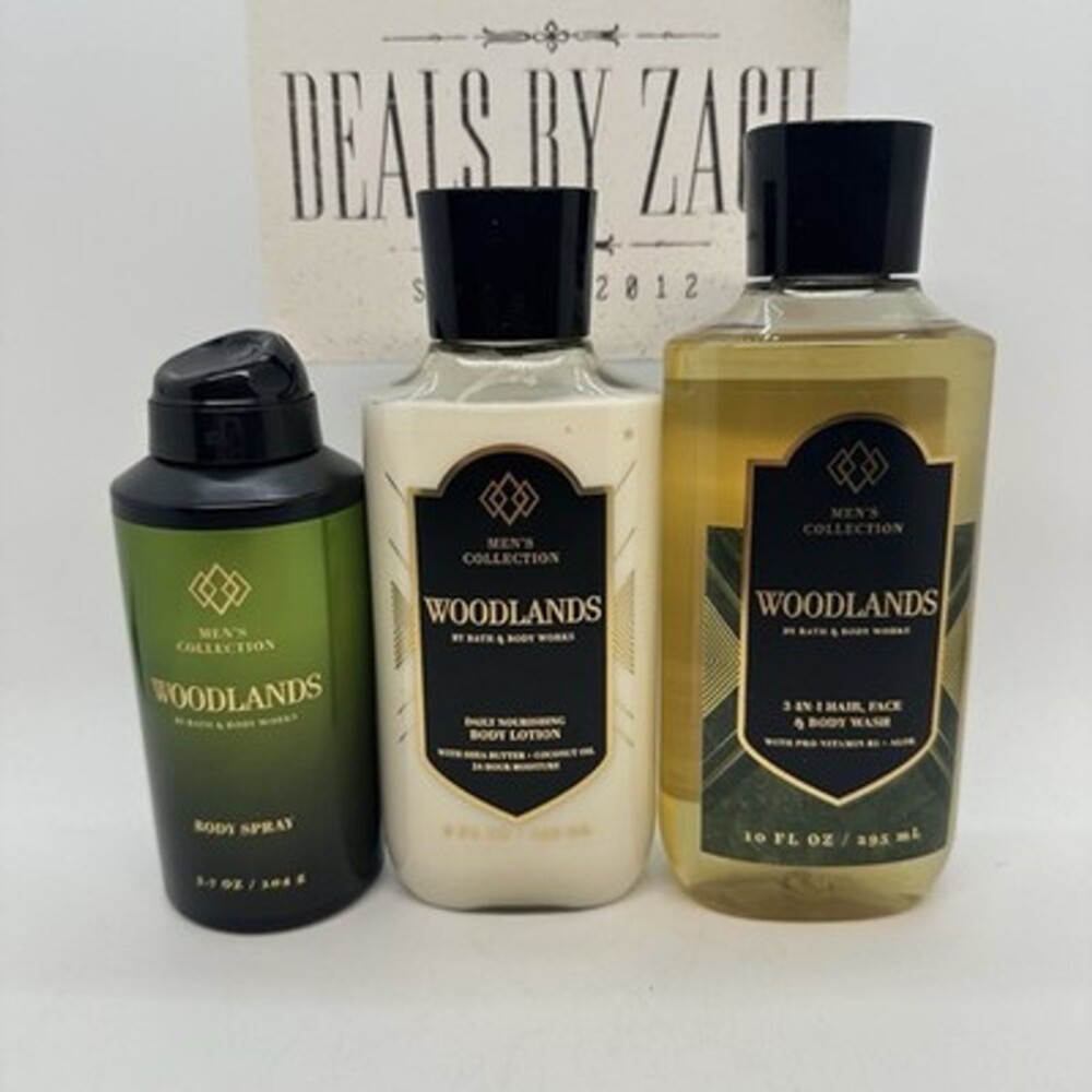 Bath & Body Works Men's Collection Woodlands Full Size 3 Piece Gift Set - NEW!